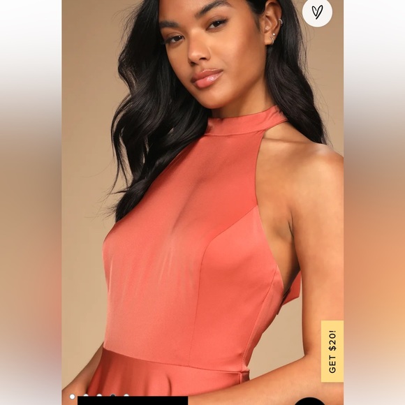 Lulus Elegant Entrance Terracotta Satin Tie-Back Maxi Dress - Picture 4 of 12